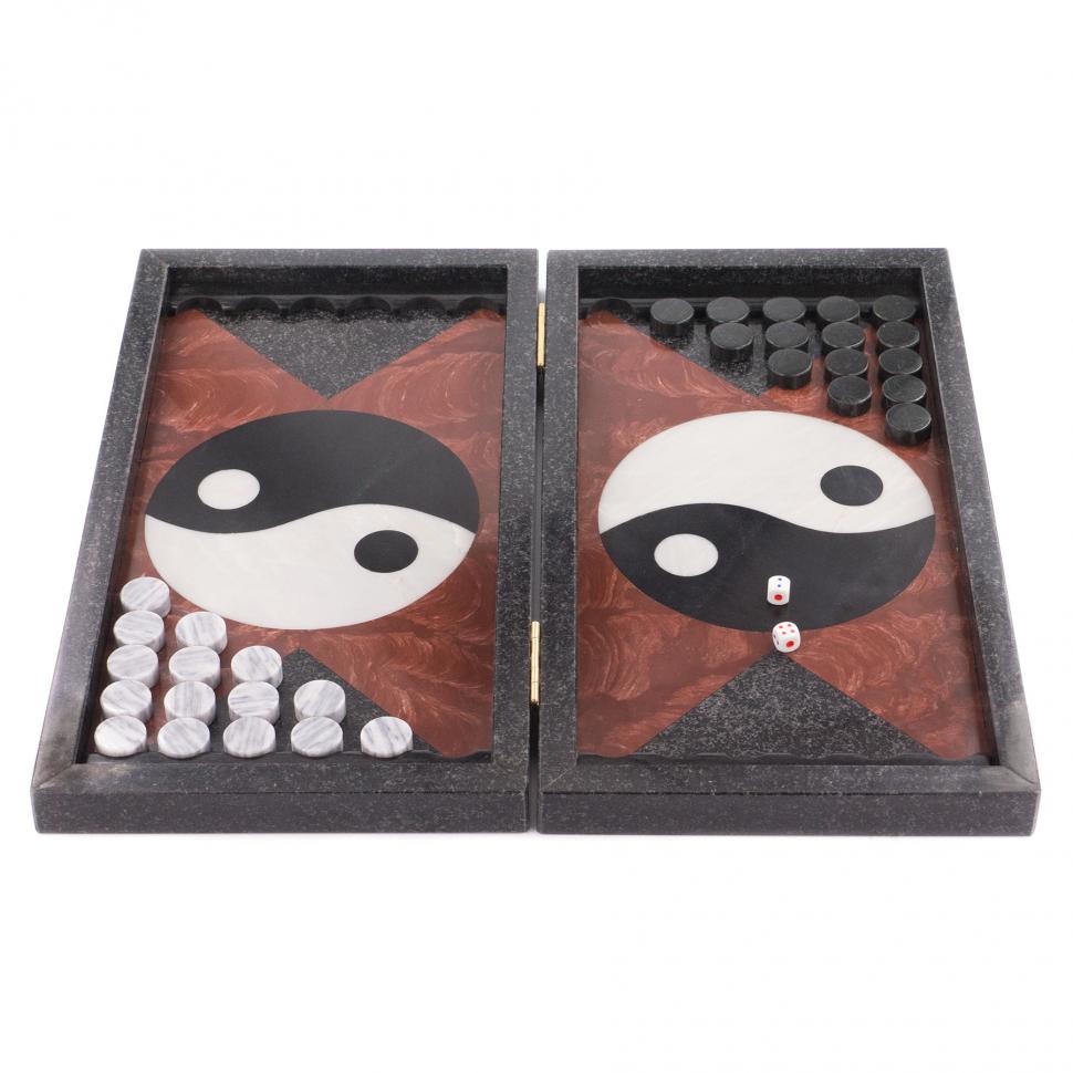 Подарочные нарды "Инь-Янь" из камня фото 1 — 