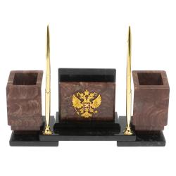 Настольный набор &quot;Офисный&quot; с гербом РФ из лемезита — 