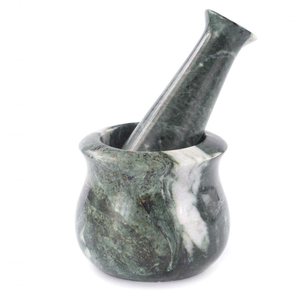 Каменная ступка с пестиком из змеевика фото 1 — 