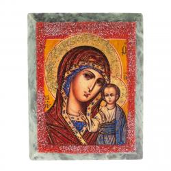 Икона настольная &quot;Богородица&quot; камень змеевик 9х7,2х3 см — 