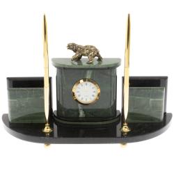 Настольный прибор &quot;Медведь&quot; из зеленого офиокальцита — 