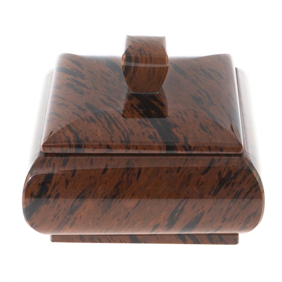 Шкатулка квадратная из коричневого обсидиана 9х9х7 см фото 1 — 