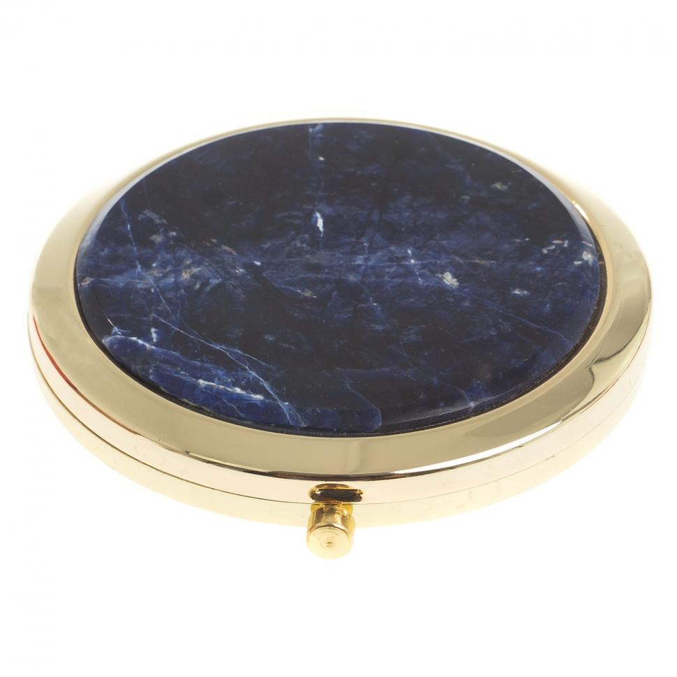 Зеркало круглое из камня содалит цвет золото фото 1 — 