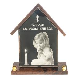 Оберег из обсидиана &quot;Домик&quot; с двумя подсвечниками — 