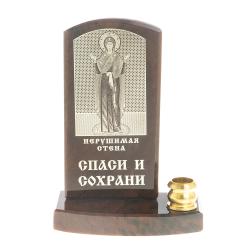 Икона с подсвечником &quot;Нерушимая стена&quot; камень обсидиан — 