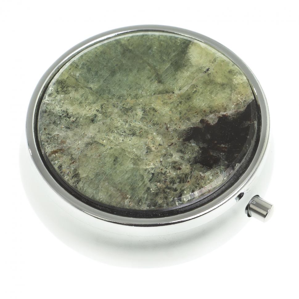 Таблетница на 3 отсека камень желтый апатит цвет серебро фото 1 — 