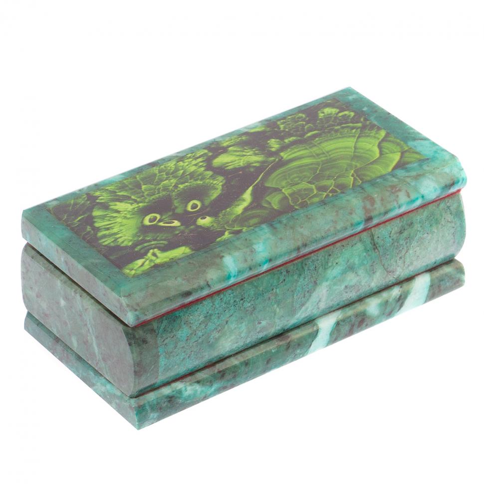 Шкатулка с иллюстрацией под малахит 14х7х5 см фото 1 — 