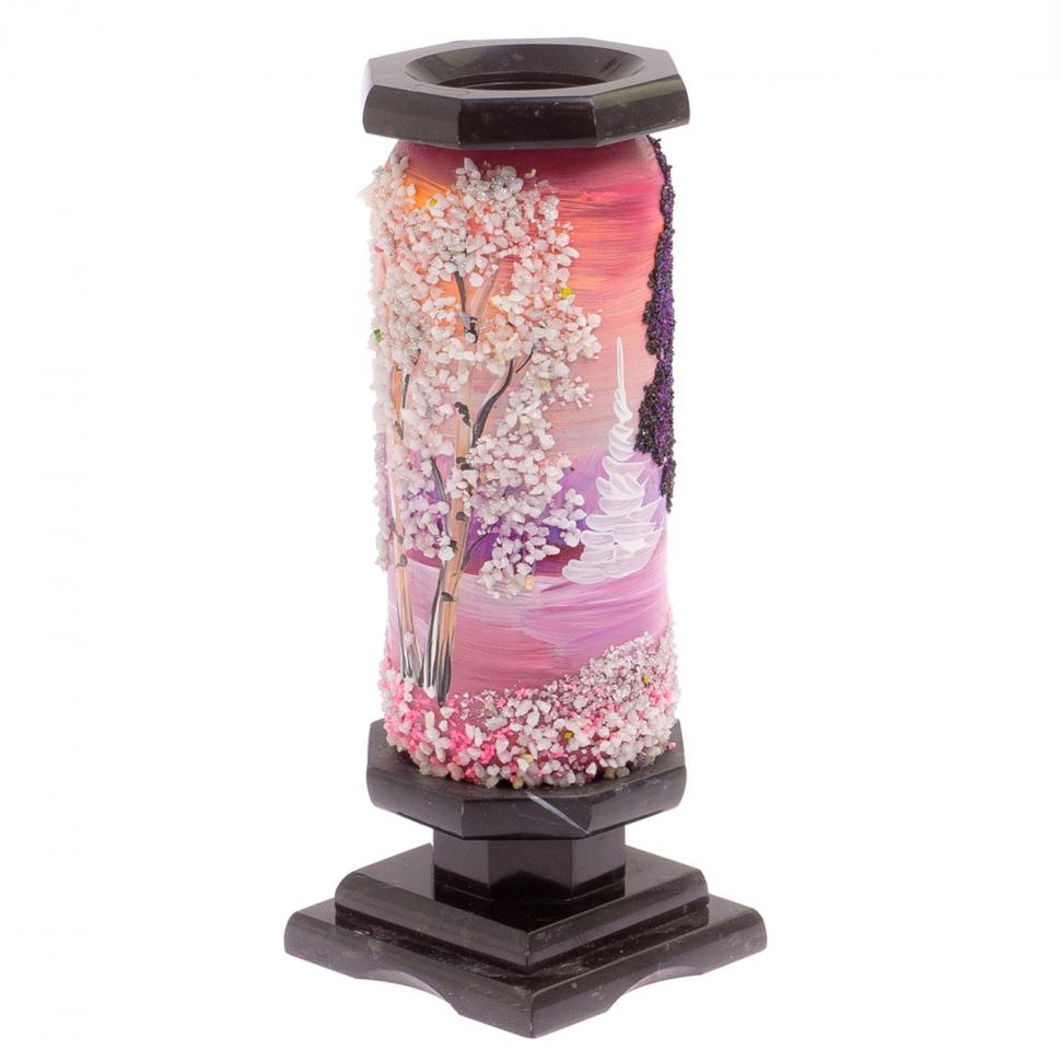 Ваза из камня "Зимний пейзаж" 8,5х8,5х21,5 см фото 1 — 