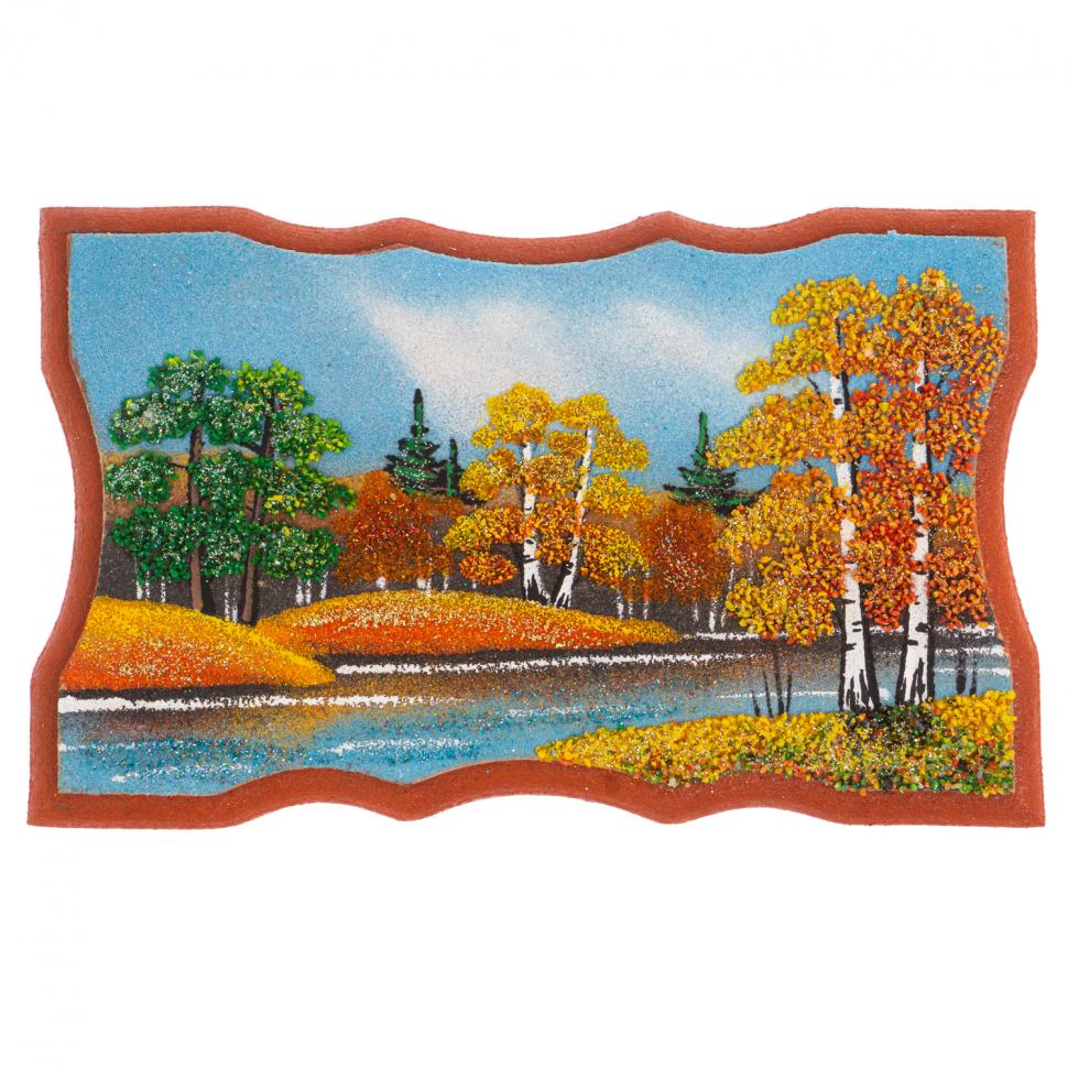 Панно прямоугольное "Осень" 18х12 см каменная крошка фото 1 — 