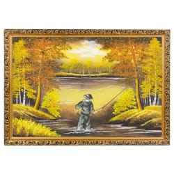 Картина &quot;Рыбак&quot; багет 46х66 см, каменная крошка — 