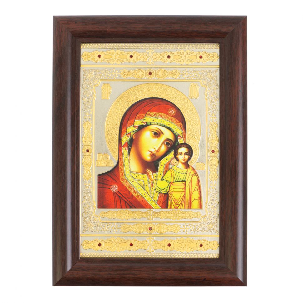 Икона гравюра "Казанская Божья Матерь" багет 12,5х17,5х1 см Златоуст фото 1 — 