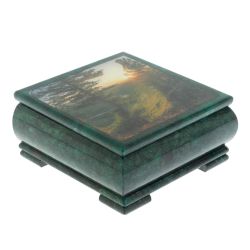 Шкатулка &quot;Закат&quot; из змеевика 18х18х8 см — 