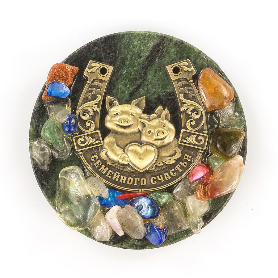 Магнит "Семейного счастья" змеевик самоцветы фото 1 — 
