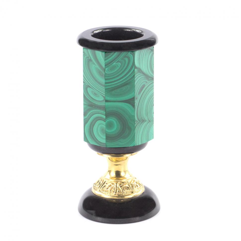 Карандашница камень малахит бронза фото 1 — 