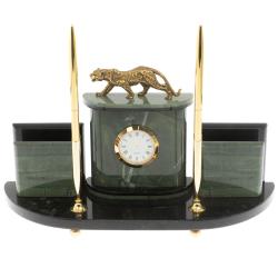 Настольный прибор &quot;Гепард&quot; из зеленого офиокальцита — 