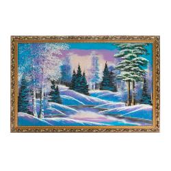 Картина &quot;Зима&quot; багет 56х86 см, рисунок каменная крошка — 