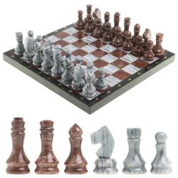 Шахматы из камня &quot;Традиционные&quot; доска 40х40 см серый мрамор лемезит — 