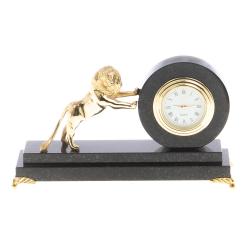 Часы настольные из бронзы и долерита &quot;Лев&quot; — 