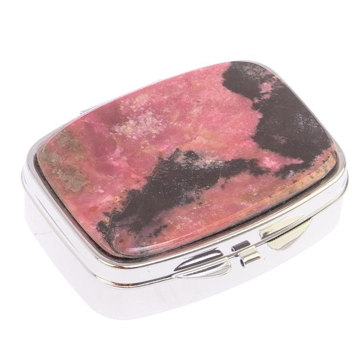 Таблетница на 2 отделения камень родонит цвет серебро фото 1 — 