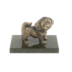 Статуэтка из бронзы &quot;Щенок стоит&quot; на змеевике 9х6,5х6,5 см — 