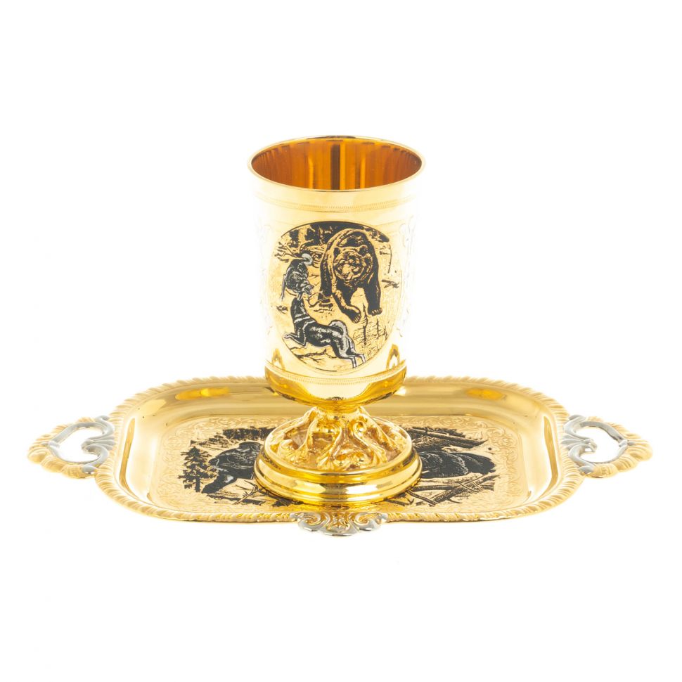 Набор "Охота" стакан на подносе 130 мл Златоуст фото 1 — 