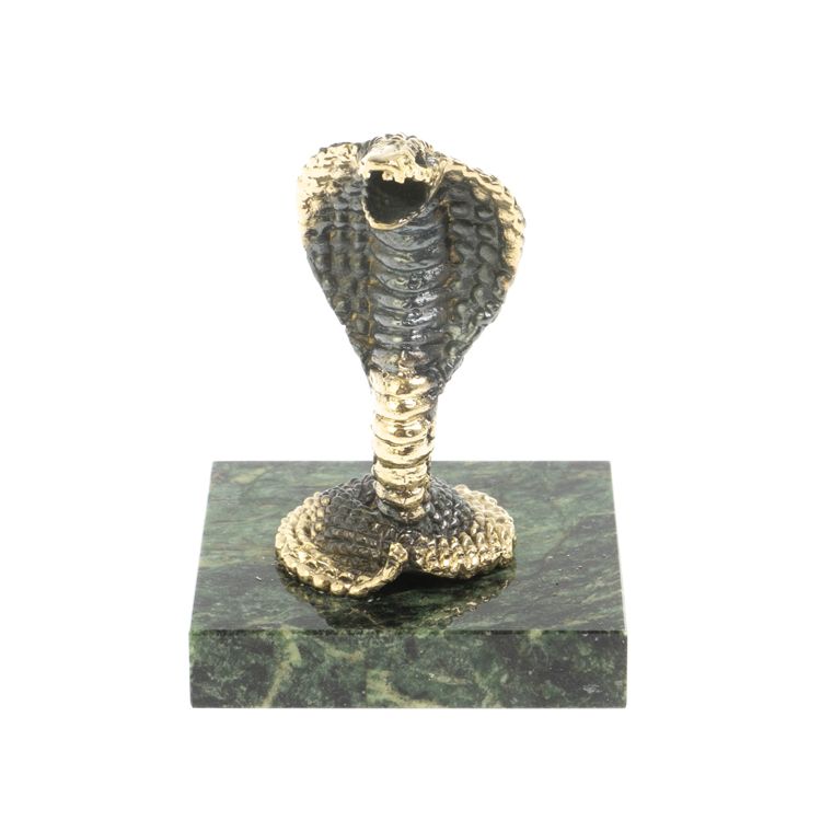 Статуэтка из бронзы "Кобра" на шабровском змеевике фото 1 — 