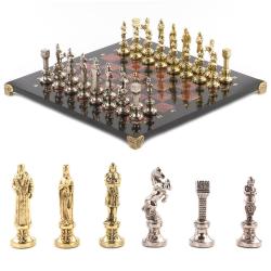 Шахматы &quot;Ренессанс&quot; доска 36х36 см лемезит змеевик фигуры цвет золото / серебро — 