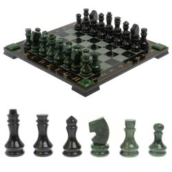 Шахматы с гравировкой &quot;Турнирные&quot; доска 42х42 см нефрит, габбро — 