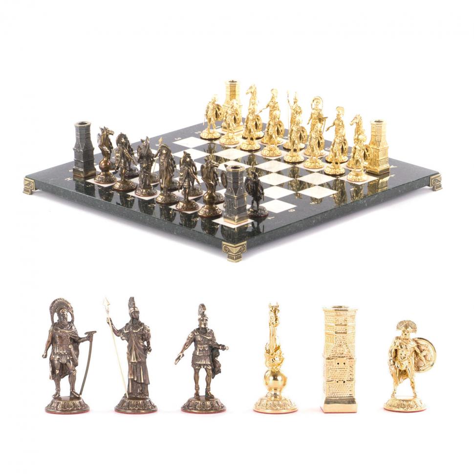 Шахматы подарочные "Спарта" из мрамора бронзы 40х40 см фото 1 — 