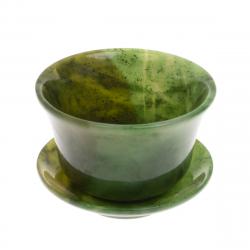 Чайная пара из нефрита с блюдцем — 