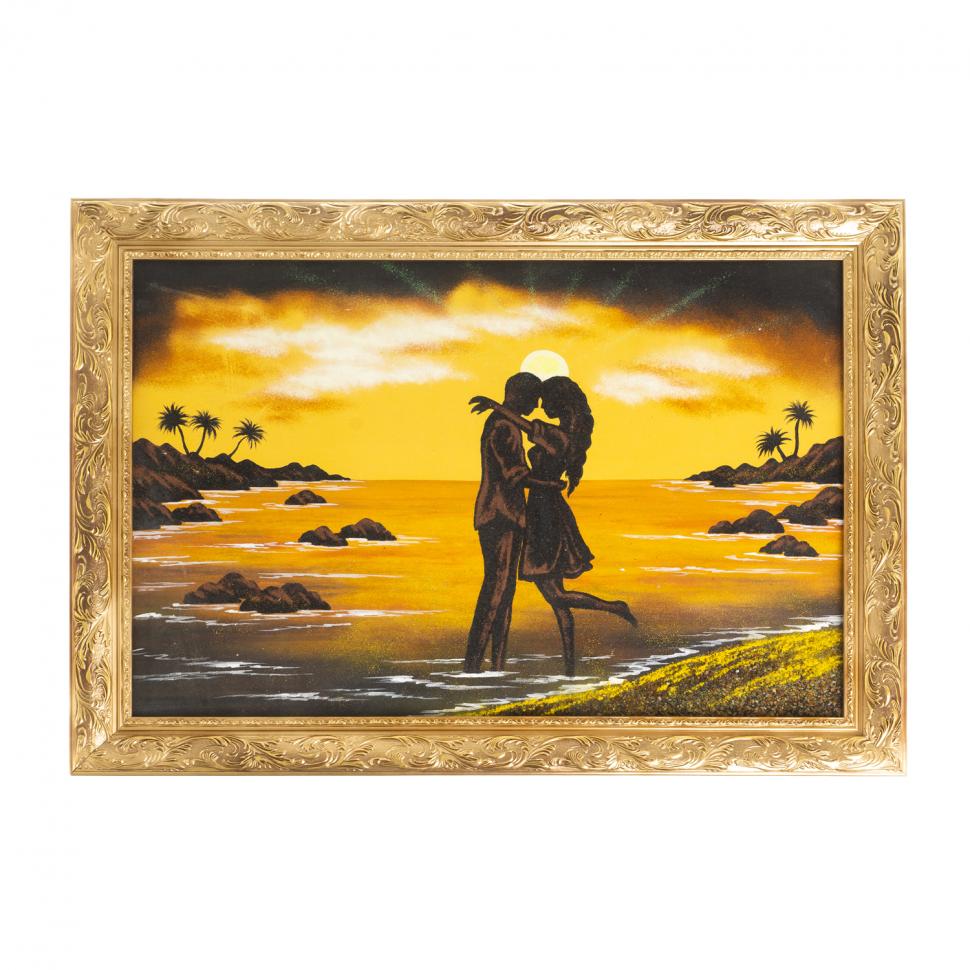 Картина из каменной крошки "Влюблённые на закате" багет 49х69 см фото 1 — 