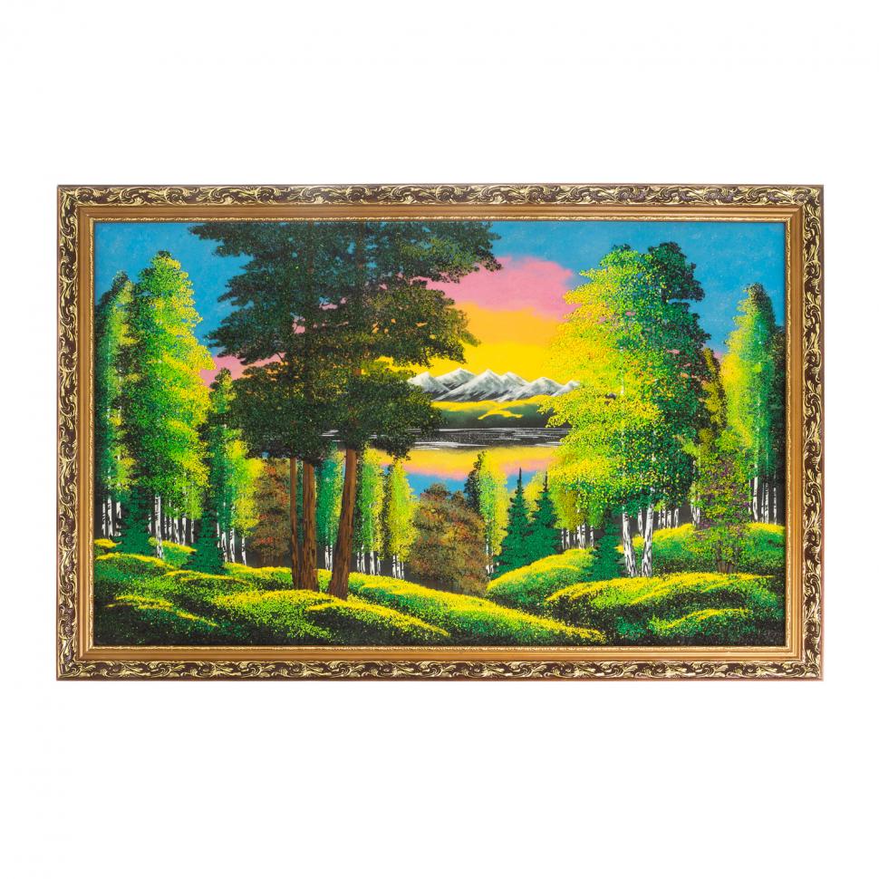 Картина "Летний закат" багет 56х86 см, рисунок каменная крошка фото 1 — 