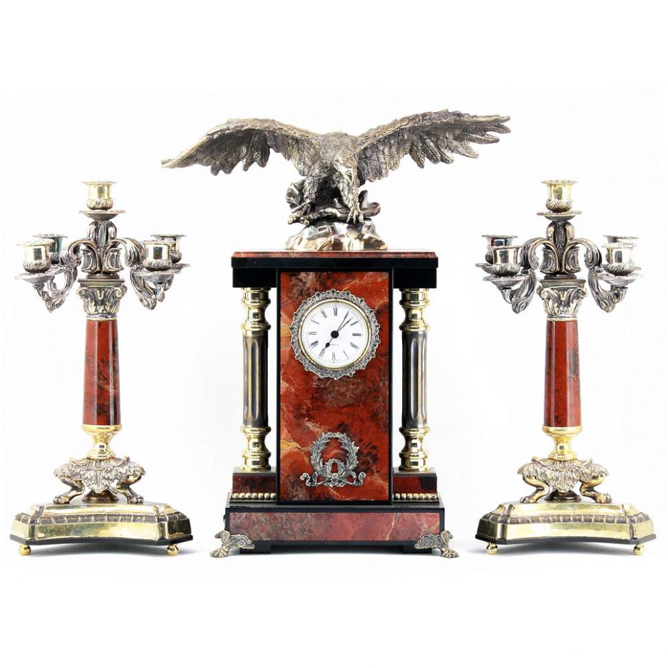 Каминные часы с канделябрами "Горный орел" фото 1 — 