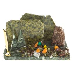 Визитница настольная &quot;Мишка сидящий&quot; змеевик — 