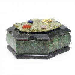 Шкатулка &quot;Лепесток&quot; большая змеевик 17х10х8 см — 