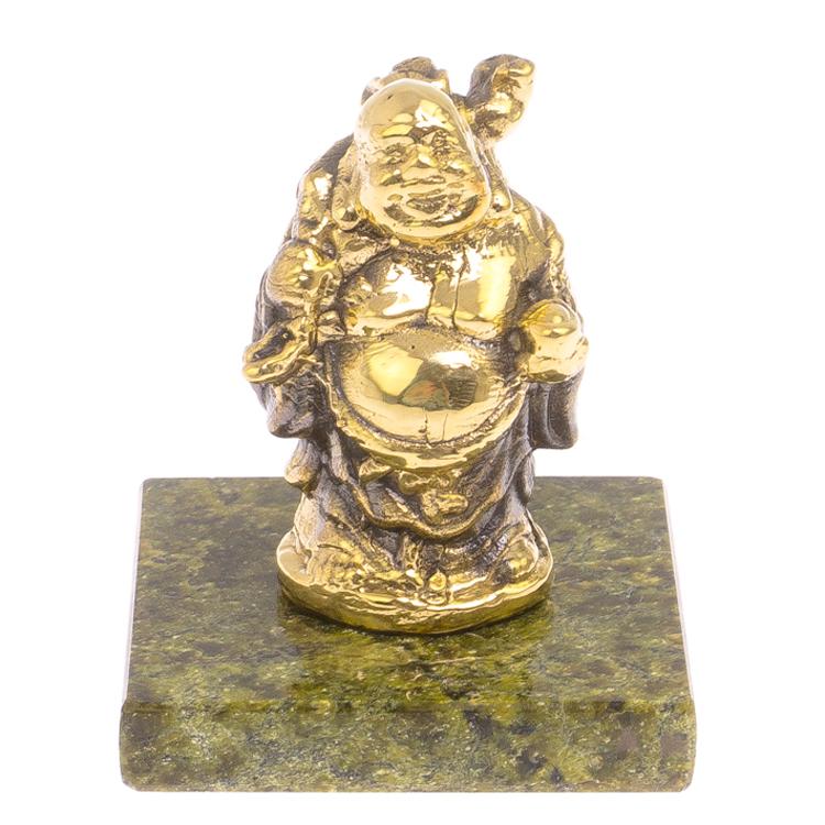 Статуэтка "Хотей" из бронзы на змеевике фото 1 — 