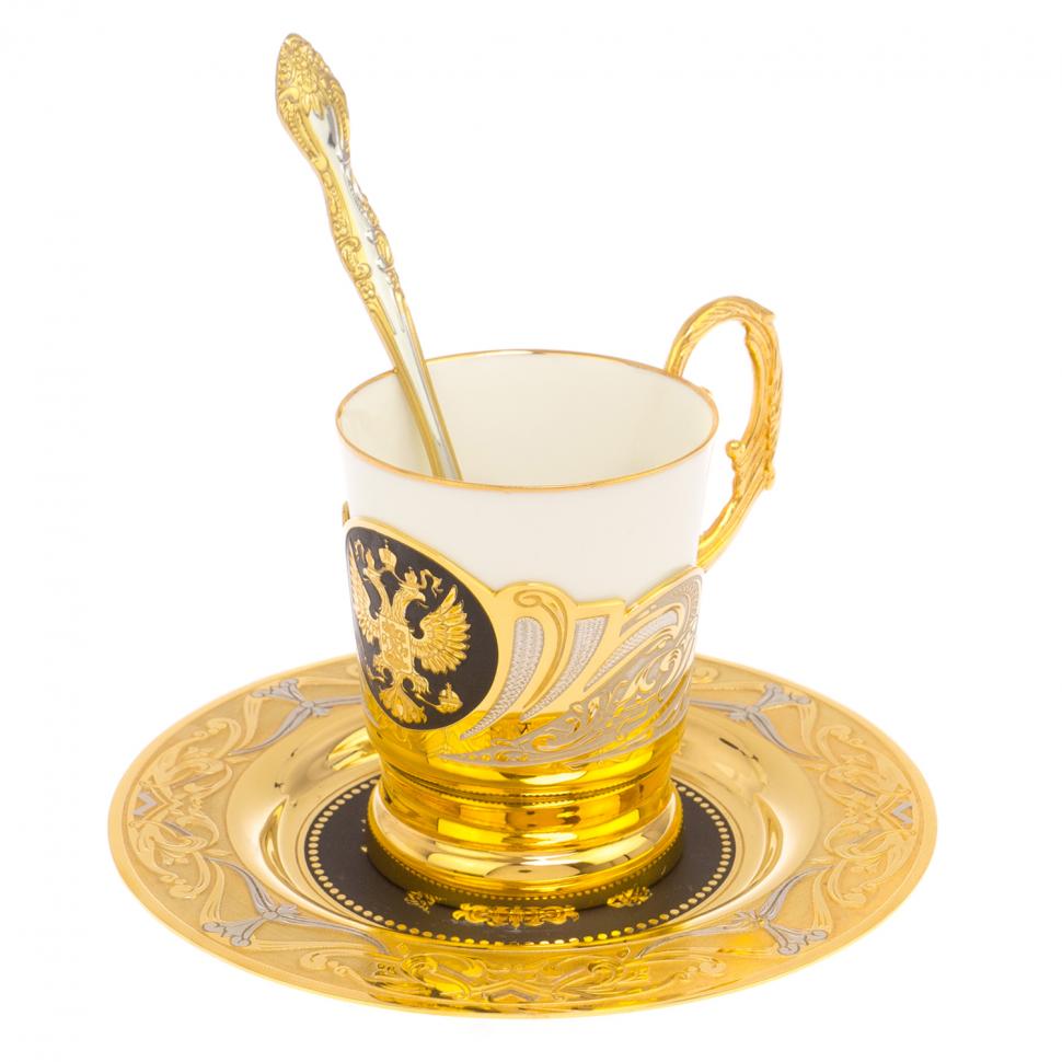 Кофейный набор "Герб РФ" 80 мл с чернением Златоуст фото 1 — 