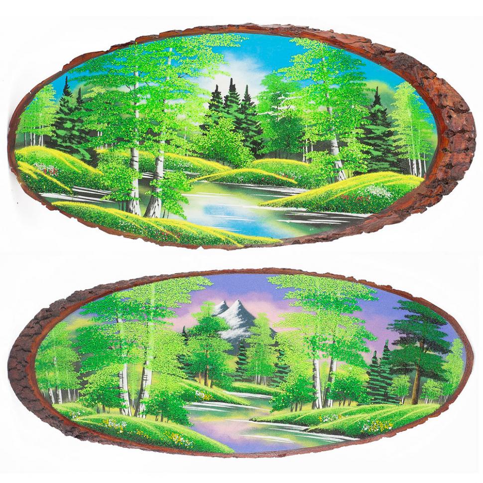 Панно на срезе дерева "Лето" горизонтальное 60-65 см каменная крошка фото 1 — 