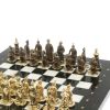 Шахматы бронзовые "Турецкие" доска 32х32 см мрамор змеевик фото 3 — 