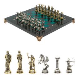 Шахматы &quot;Римские лучники&quot; доска 28х28 см из змеевика — 