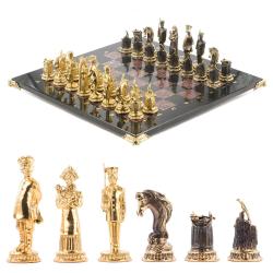 Шахматы подарочные &quot;Деревенские&quot; фигуры бронза, доска камень 40х40 см — 