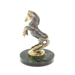 Статуэтка из бронзы &quot;Лошадка&quot; на подставке из нефрита — 