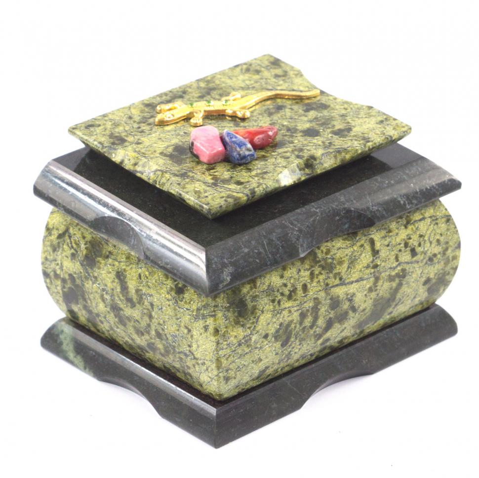 Шкатулка для украшений "Оригинал" змеевик 10х8х7,5 см фото 1 — 