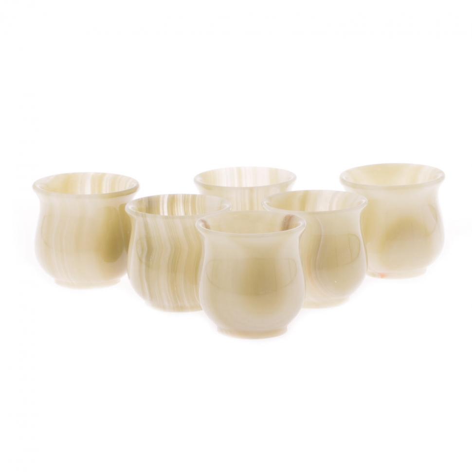 Набор из 6-ти стопок 80 мл камень оникс 6х5,7 см в футляре (2,5х2,5) фото 1 — 