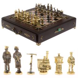 Шахматный ларец &quot;Железнодорожники&quot; фигуры бронза камень креноид — 
