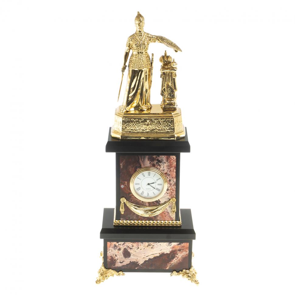 Бронзовые часы "Россия" камень яшма фото 1 — 