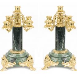 Канделябры из бронзы и камня 5 свечей пара — 