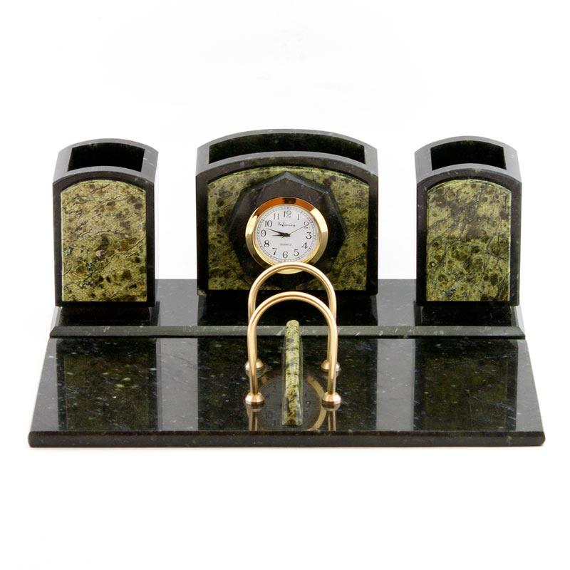 Настольный прибор "Компактный 1" из камня змеевик фото 1 — 