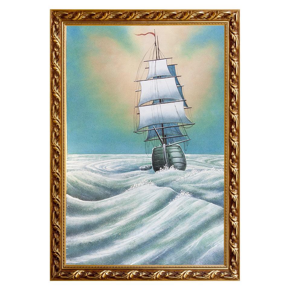 Картина "Парусник" багет 46х66 см, каменная крошка фото 1 — 