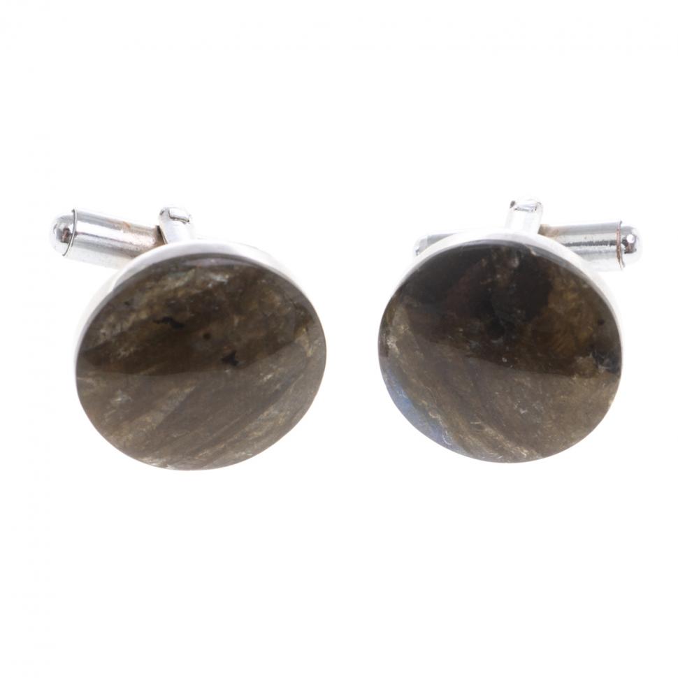 Запонки камень лабрадор круглые фото 1 — 